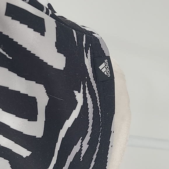 Adidas all over print crop half zip sweatshirt pullover large black & white - Picture 8 of 10